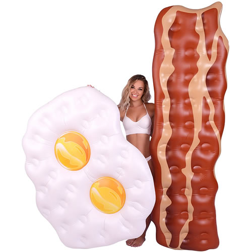 Pool Floats; 2 Inflatable Rafts ~ Eggs & Bacon