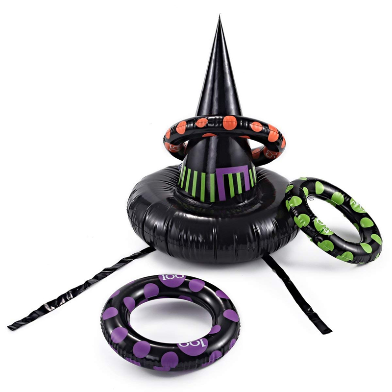 Party Games Ring Toss Game Halloween Games Inflatable Witch Hat Ring Toss Game